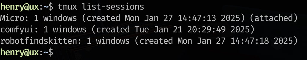 Tmux lista sessioista