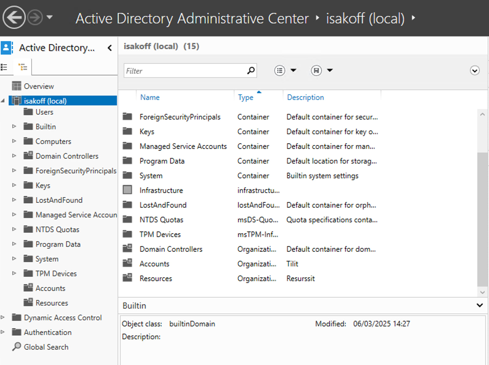 Resurssit ja tilit..